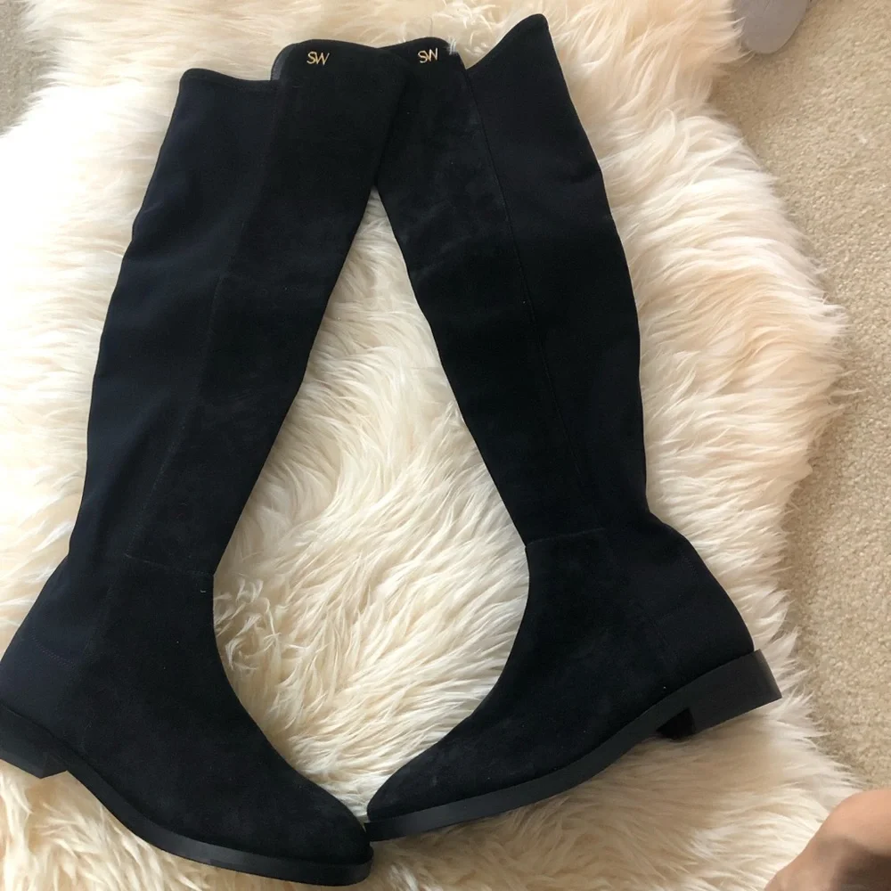 $795 Stuart weitzman Keelan just over the knee boots black suede women size 5